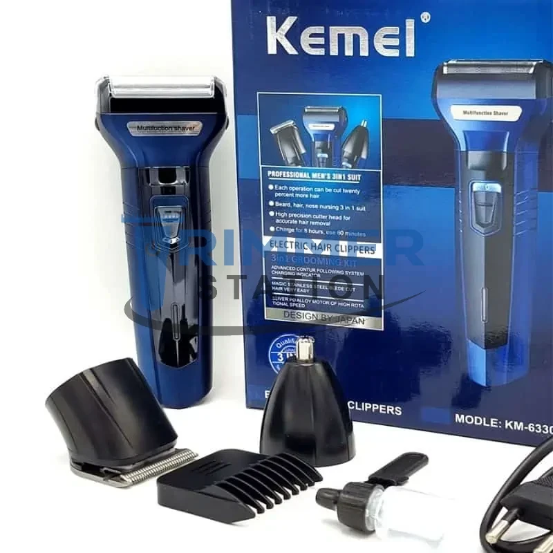 Kemei KM-6330 3-in-1 Grooming Kit | Shaver &amp;amp; Trimmer | Best Price in BD